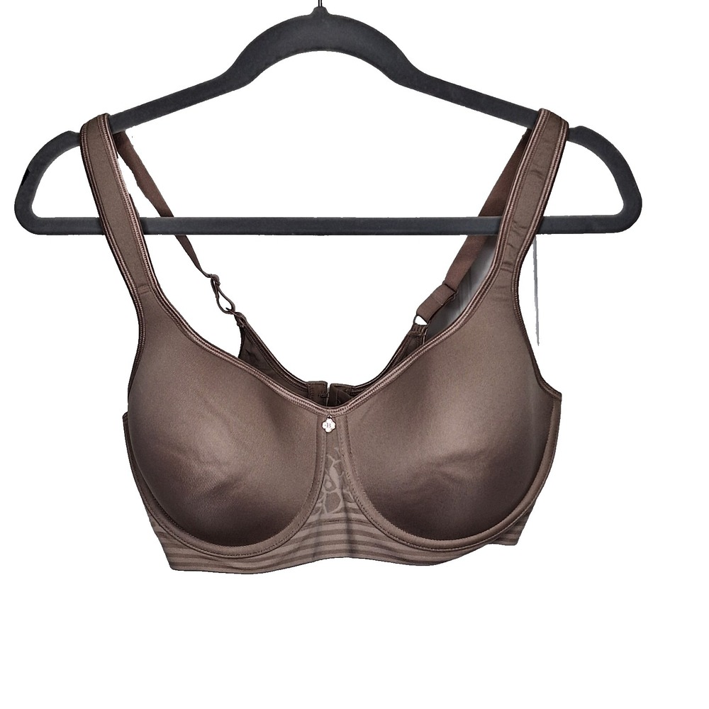 Breezies Floral Stripe Seamless Underwire T-Shirt Bra Mink 40C Comfort Strap NEW